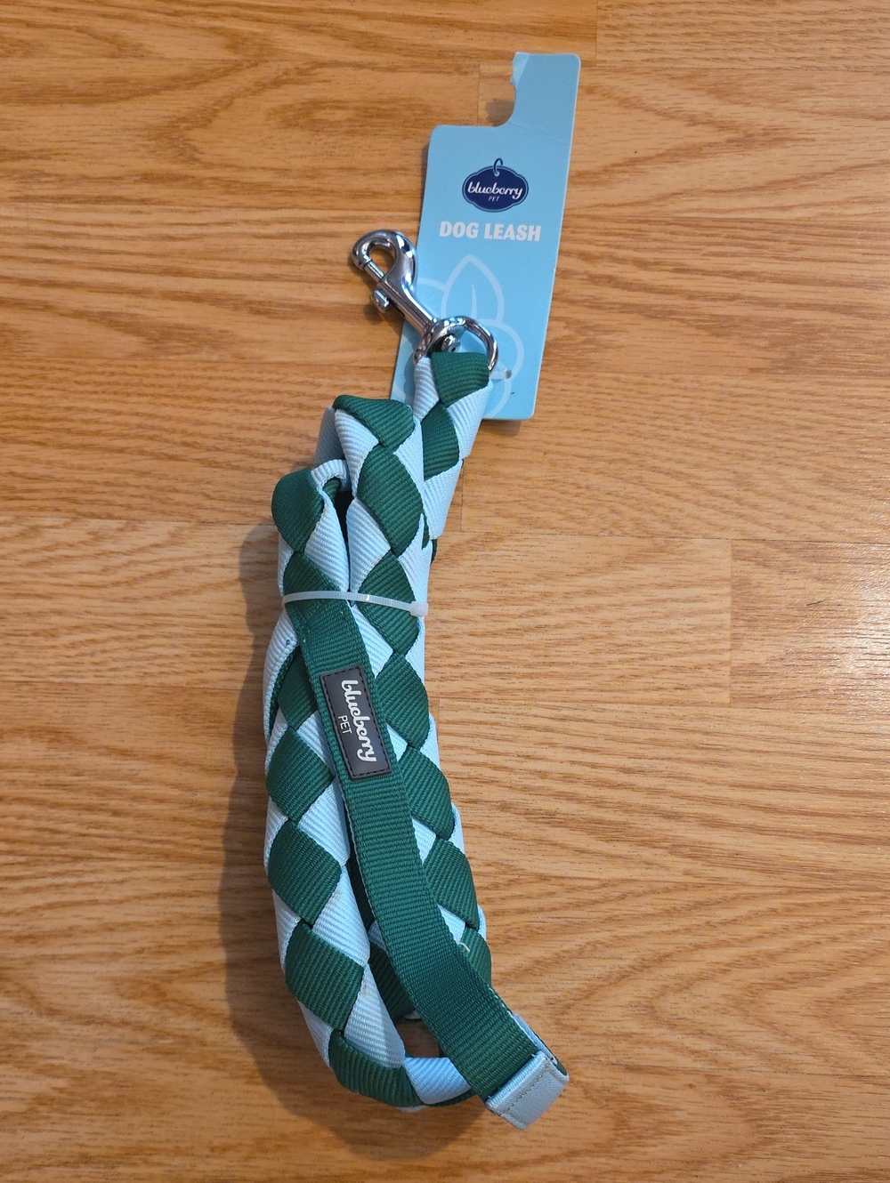 Green & White Braided Dog Leash